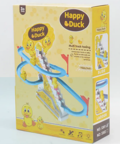 Small Duck Climbing Stairs Toy, Playful Roller Coaster Toy With LED