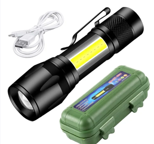 Zoomable Metal COB Flash Light Torch